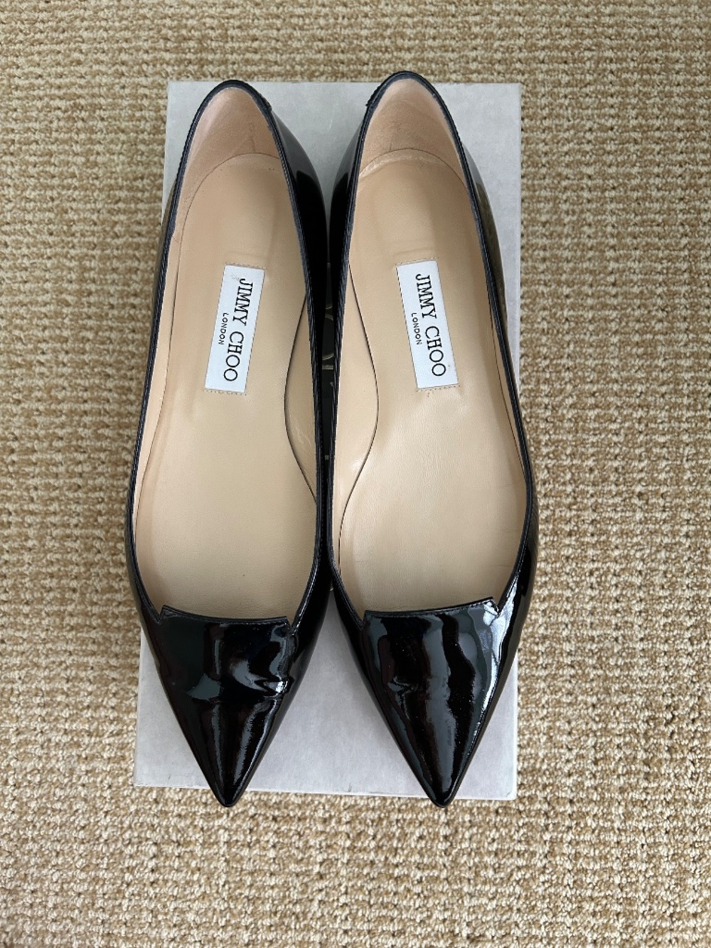 JIMMY CHOO ATTILA BLACK PATENT FLATS - 40 - EUC!!! - Picture 2 of 6